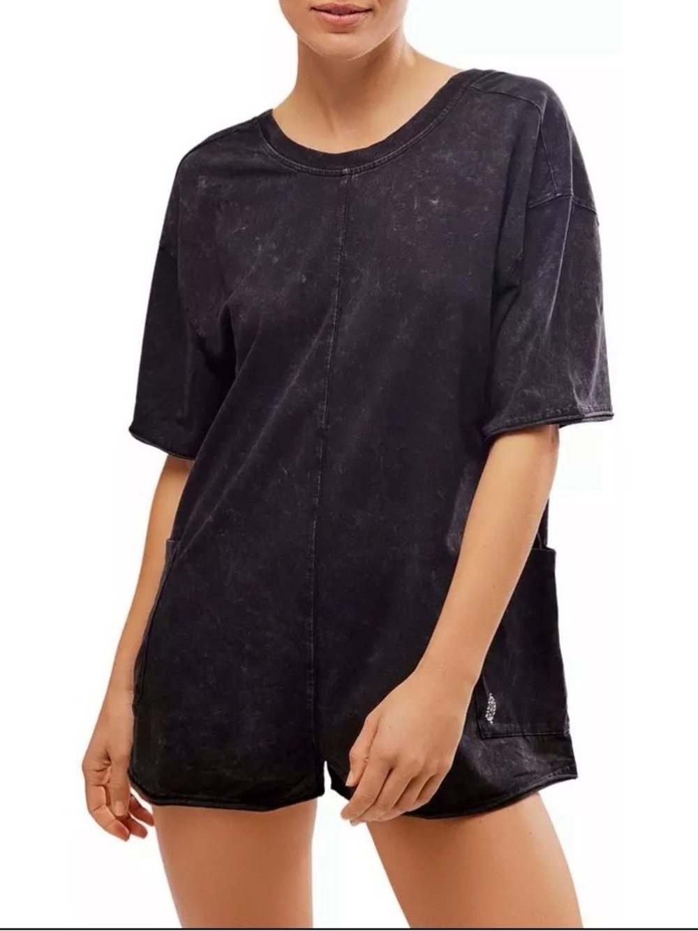 NWOT Free People FP Movement Hot Shot Tee Romper in Black/size S